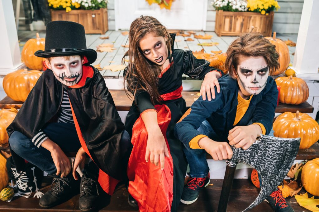 kids dressed up for halloween